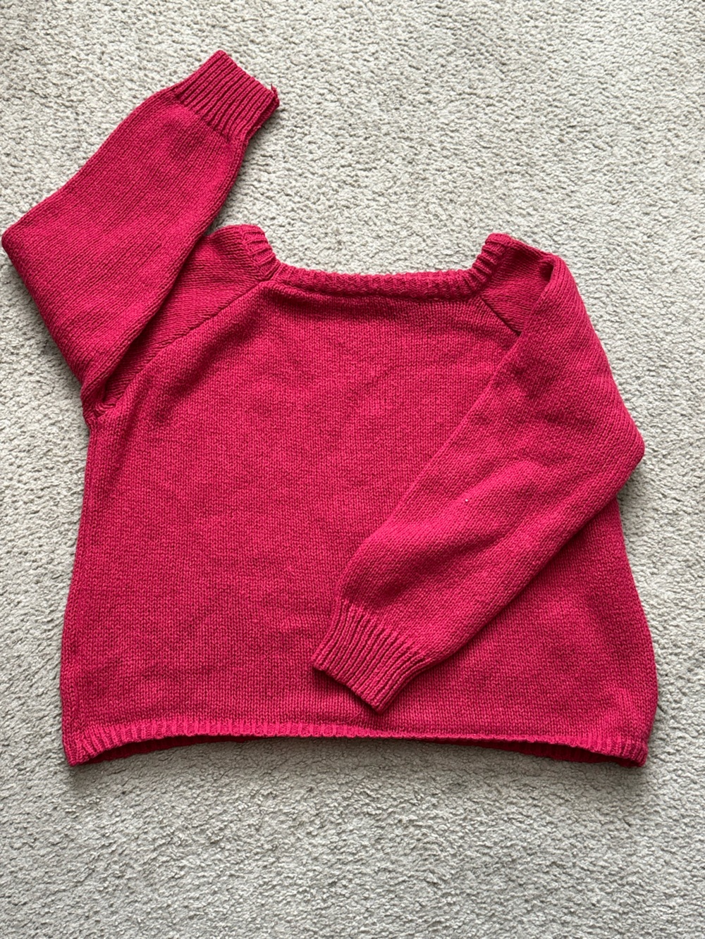 Women's one shoulder red Knit Sweater - Classic Boatneck